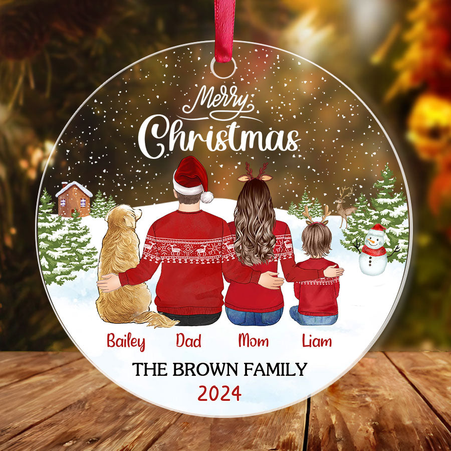 Family Of 3 Ornament With Dog | | Personalized Family Of 3 Ornament ...