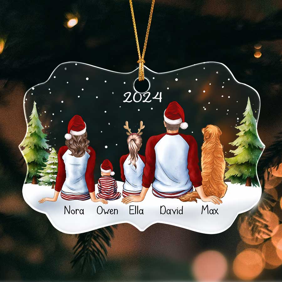 Family Of 3 With 2 Dogs Ornament | Personalized Family Of 3 Ornament ...