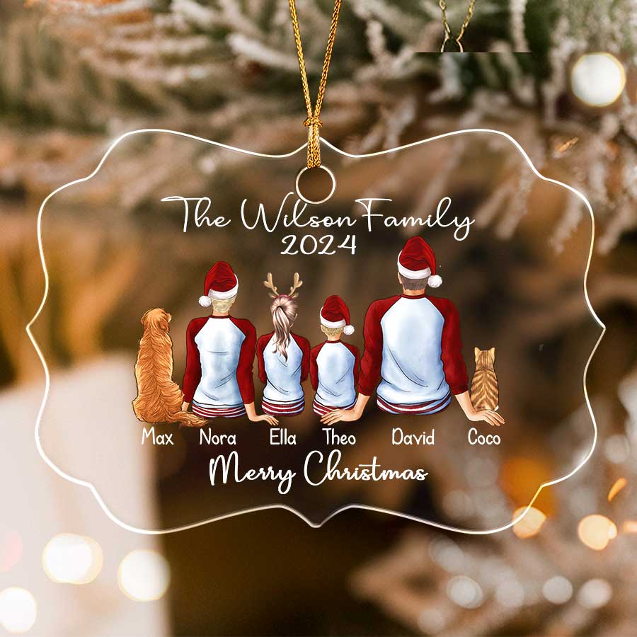 Family Of 3 With Cat Ornament | Christmas Ornaments Personalized Family ...