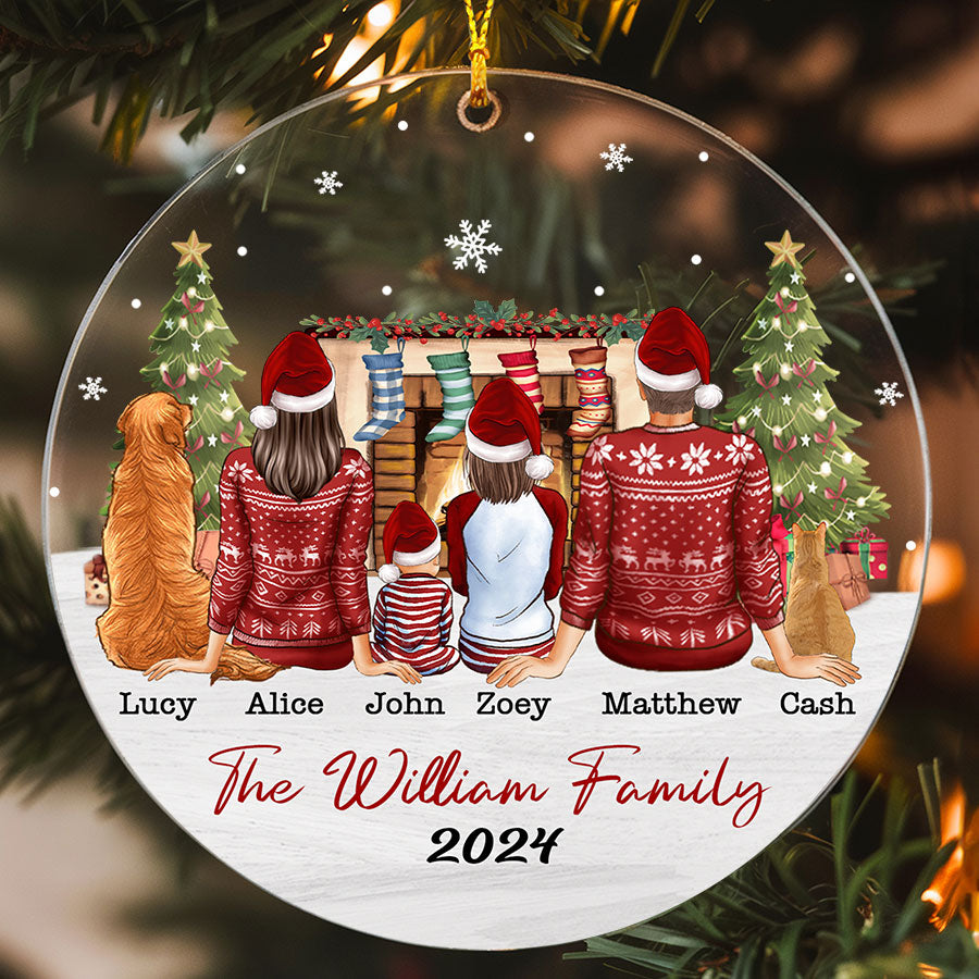 Family Of 4 With Dog Ornament | Custom Family Ornament With 2 Dog S ...
