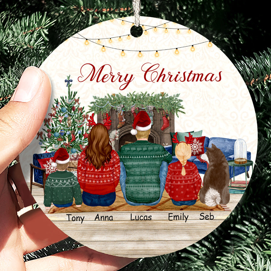 Family Of 4 With Dog Ornament | Personalised Family Christmas Ornaments ...