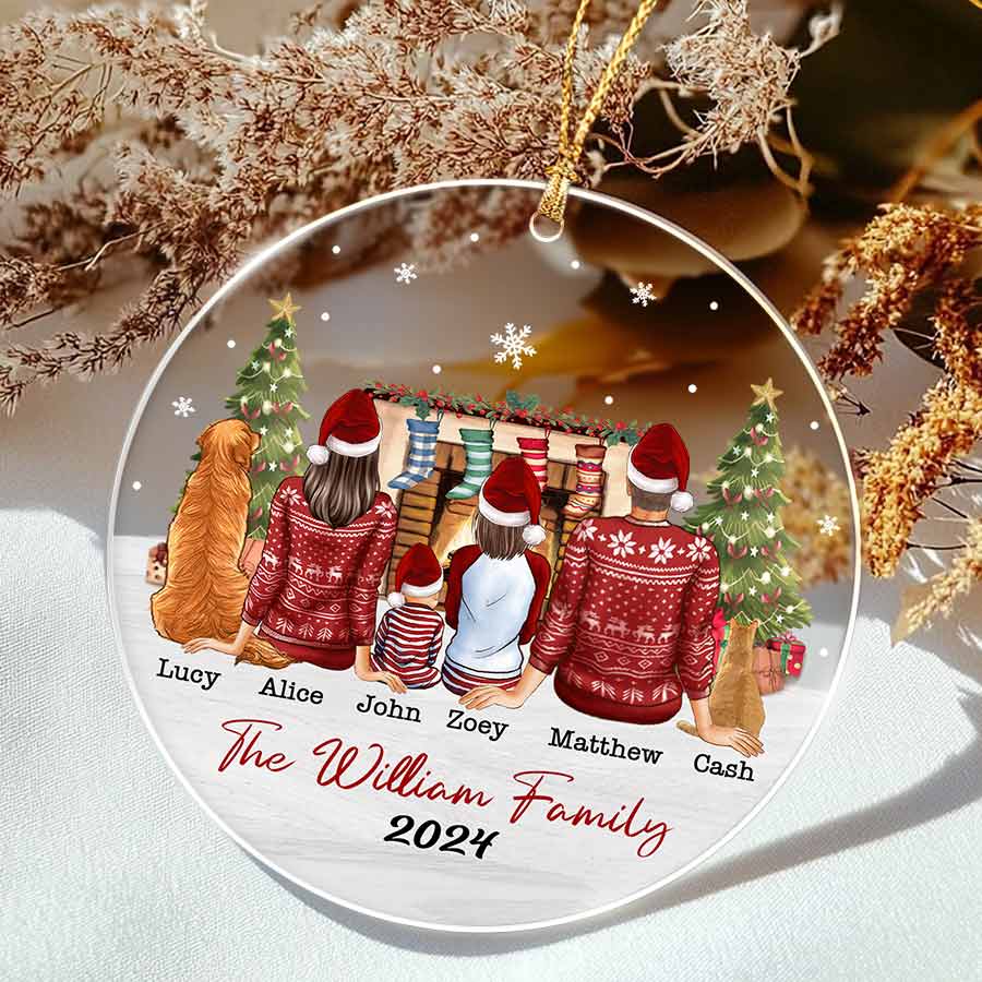 Family Of 4 With Dog Ornament | Custom Family Ornament With 2 Dog S ...