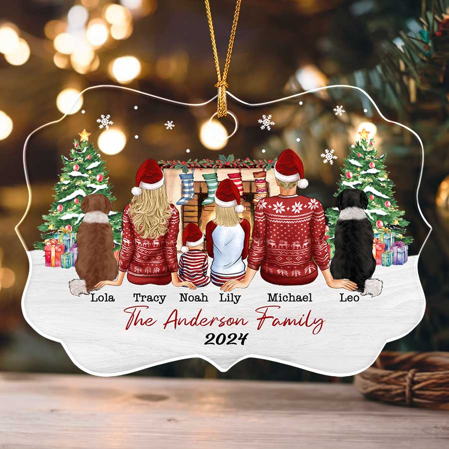 Family Of 6 With 2 Dogs Ornament | Family Of 6 With Dog Ornament ...