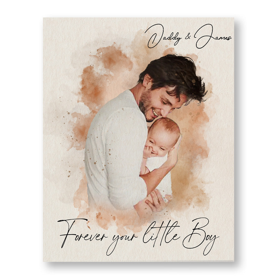 Personalized Father's Day Watercolor Portrait Canvas