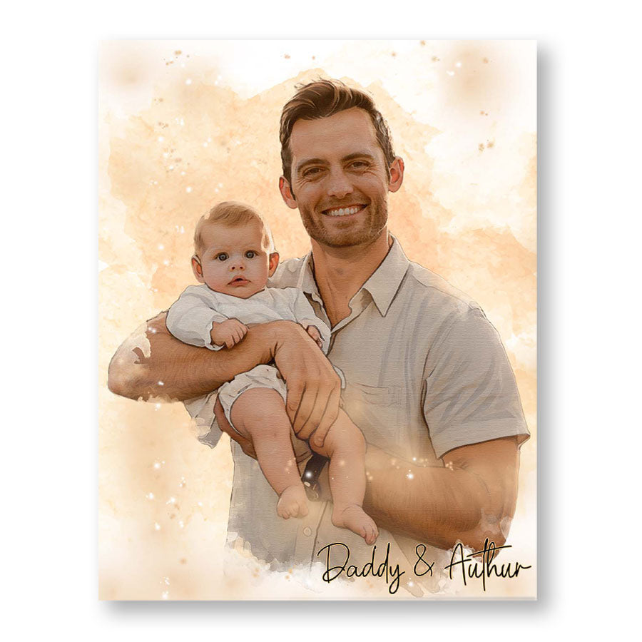Custom Watercolor Photo Canvas for Dad