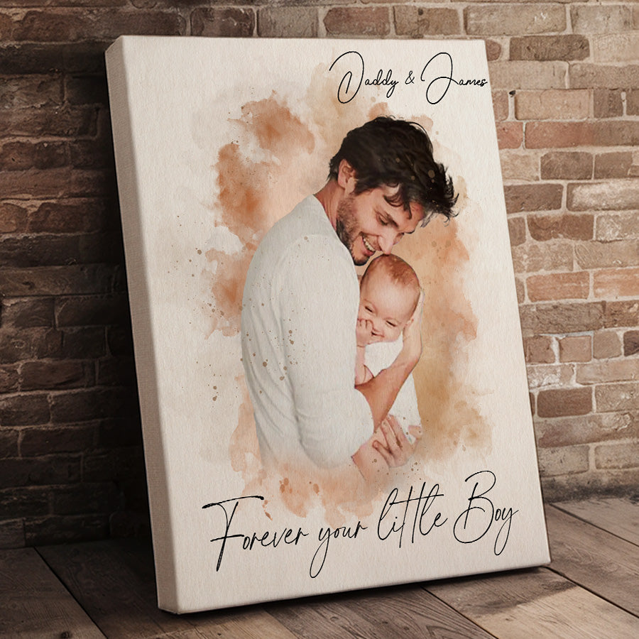 Personalized Father's Day Watercolor Portrait Canvas