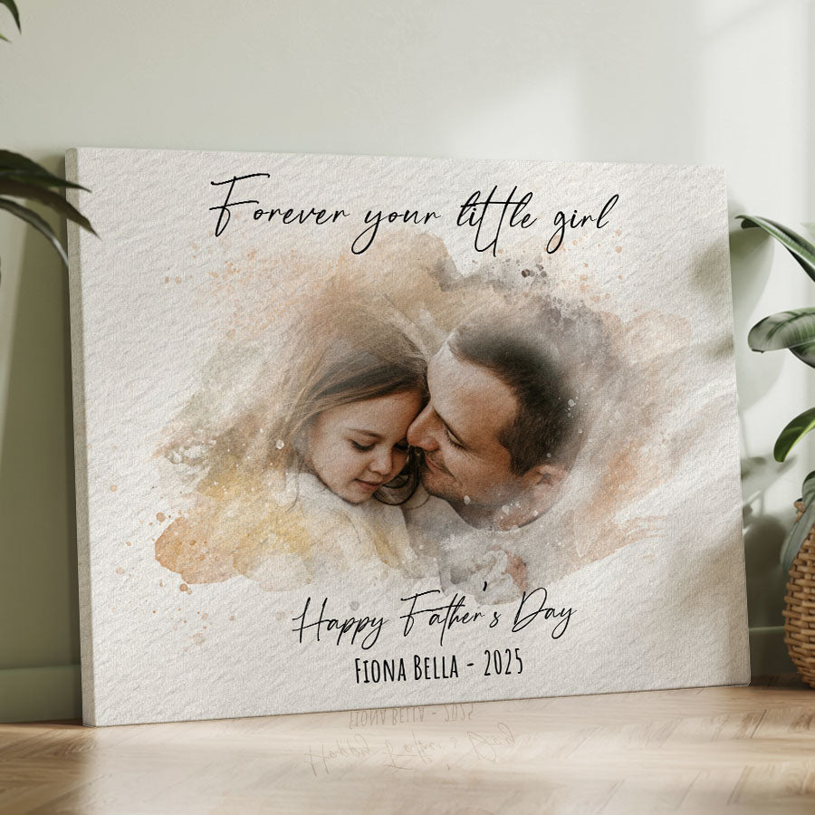 Watercolor Portrait Wall Art for Dad