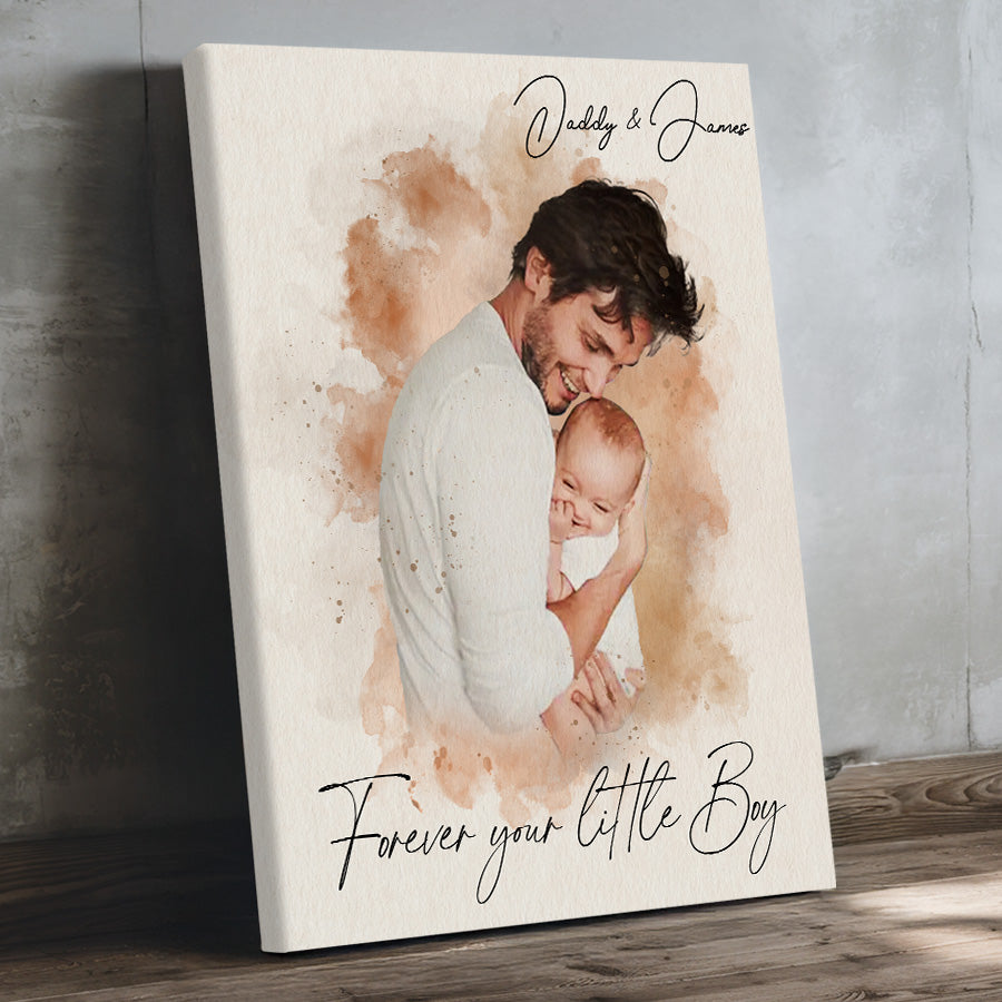 Personalized Father's Day Watercolor Portrait Canvas