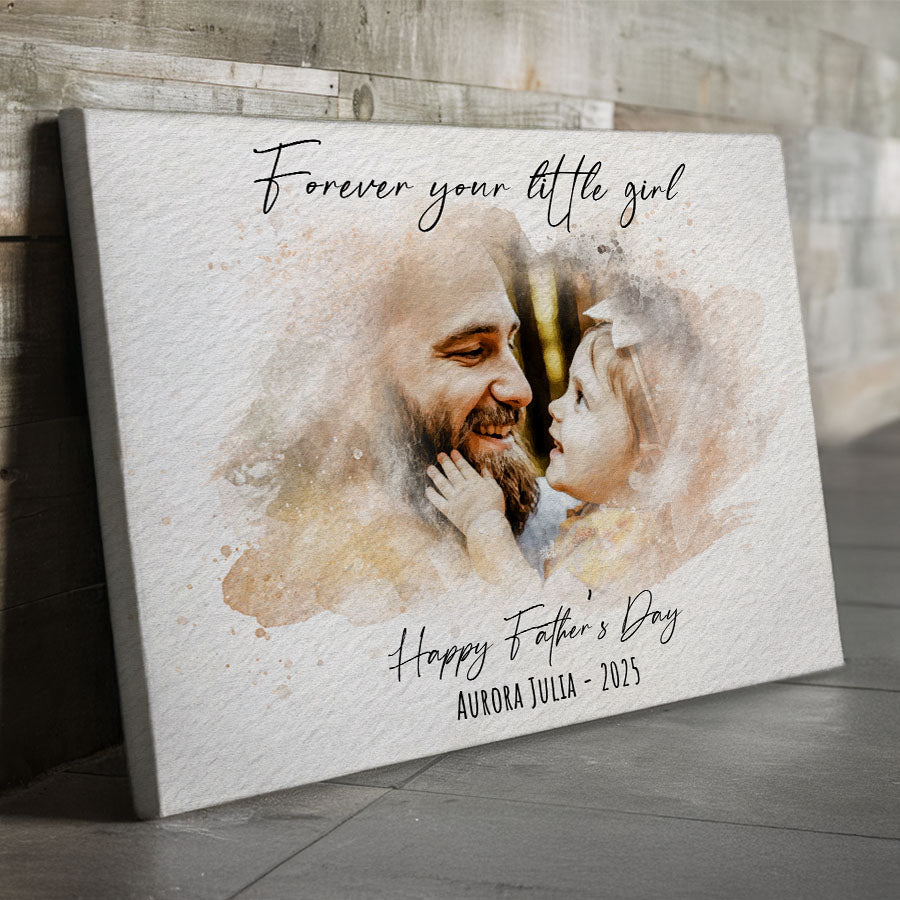 Watercolor Portrait Wall Art for Dad Gift from Kids