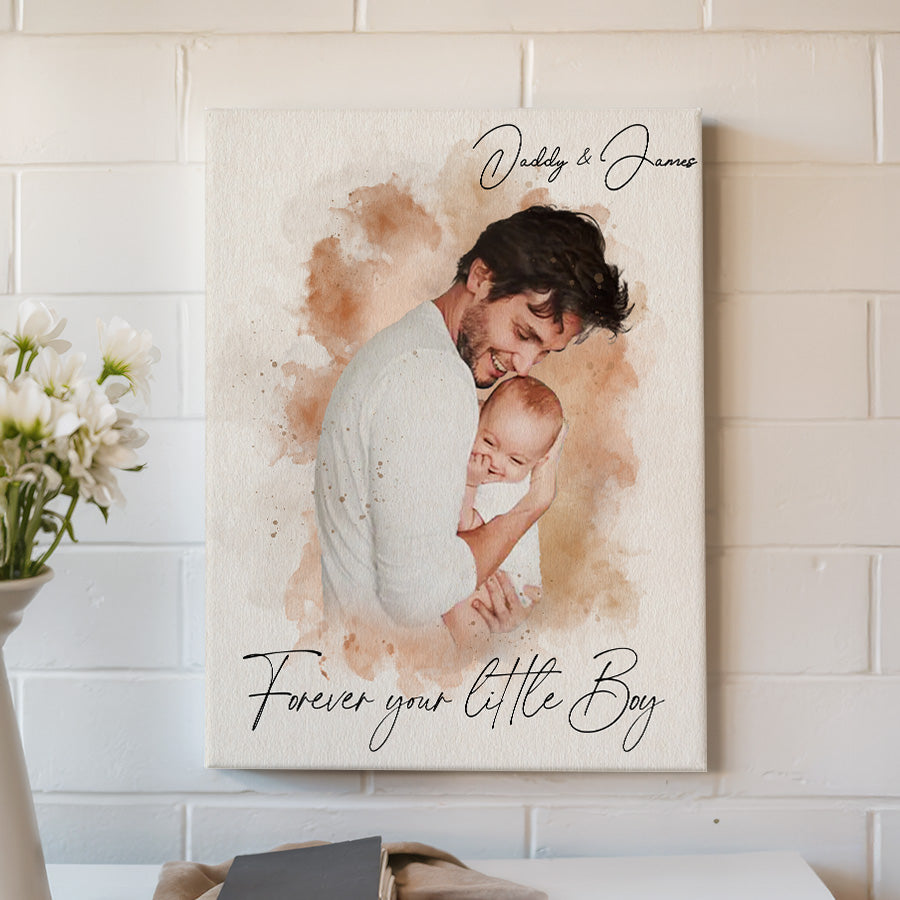 Personalized Father's Day Watercolor Portrait Canvas