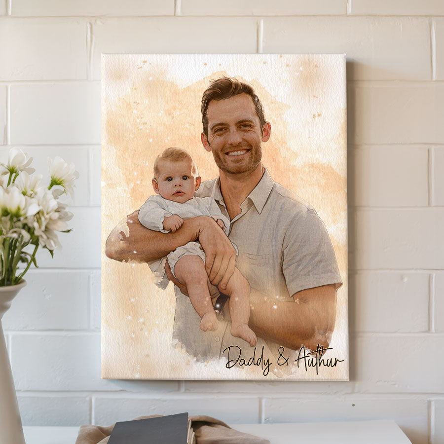 Custom Watercolor Photo Canvas for Dad