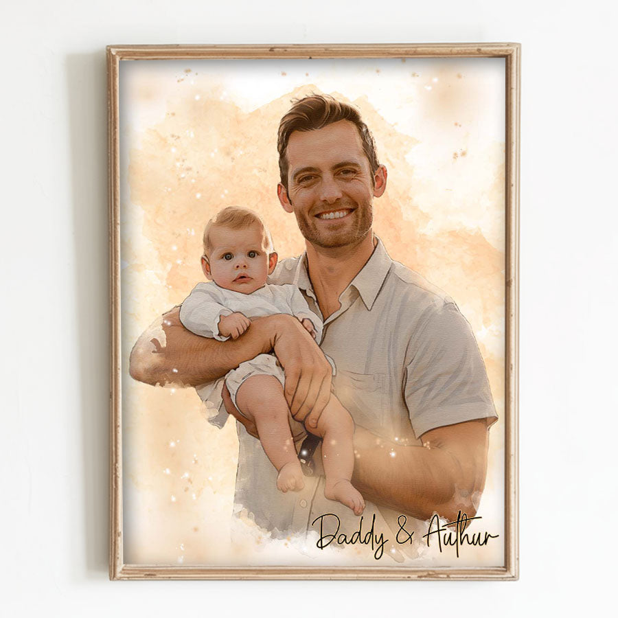 Custom Watercolor Photo Canvas for Dad