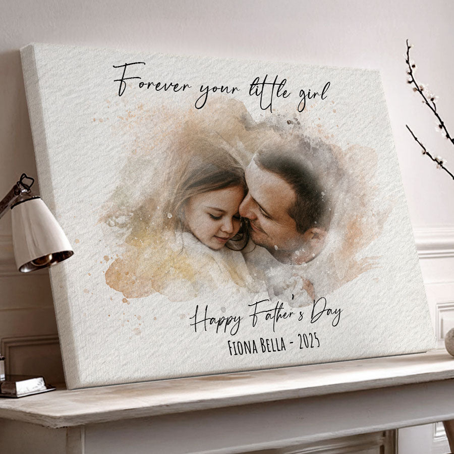 Watercolor Portrait Wall Art for Dad