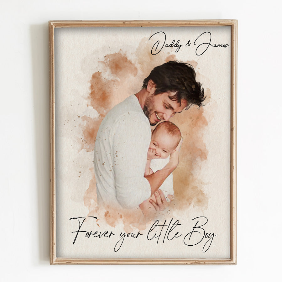 Personalized Father's Day Watercolor Portrait Canvas
