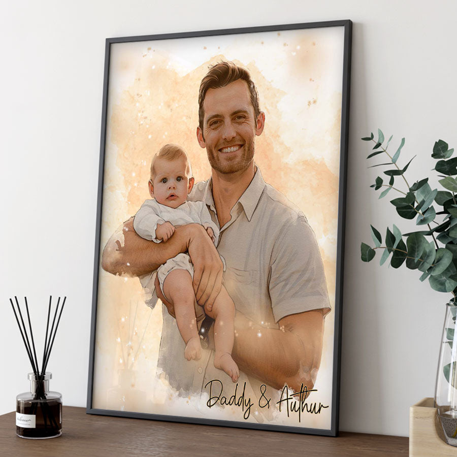 Custom Watercolor Photo Canvas for Dad