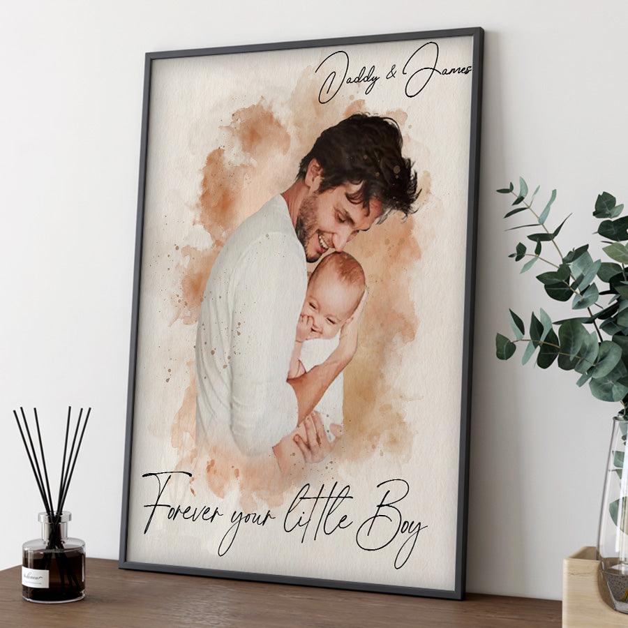Personalized Father's Day Watercolor Portrait Canvas