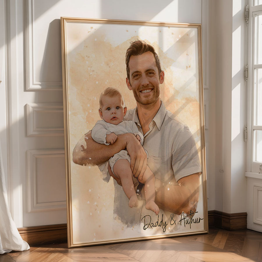 Custom Watercolor Photo Canvas for Dad