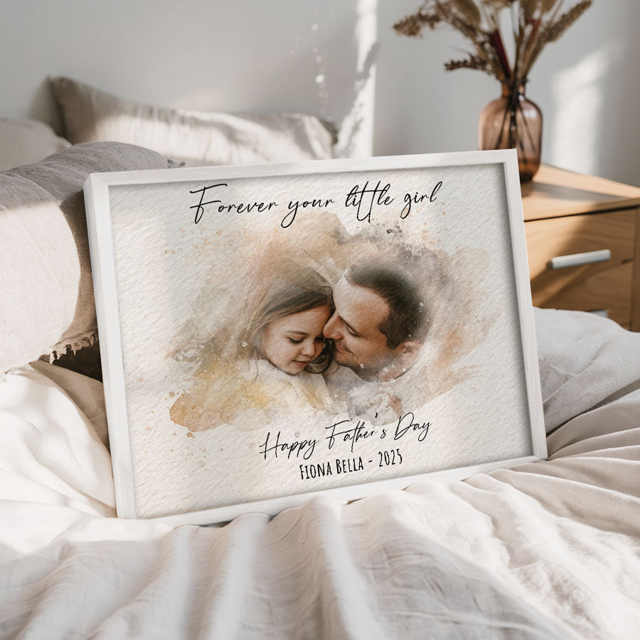 Watercolor Portrait Wall Art for Dad