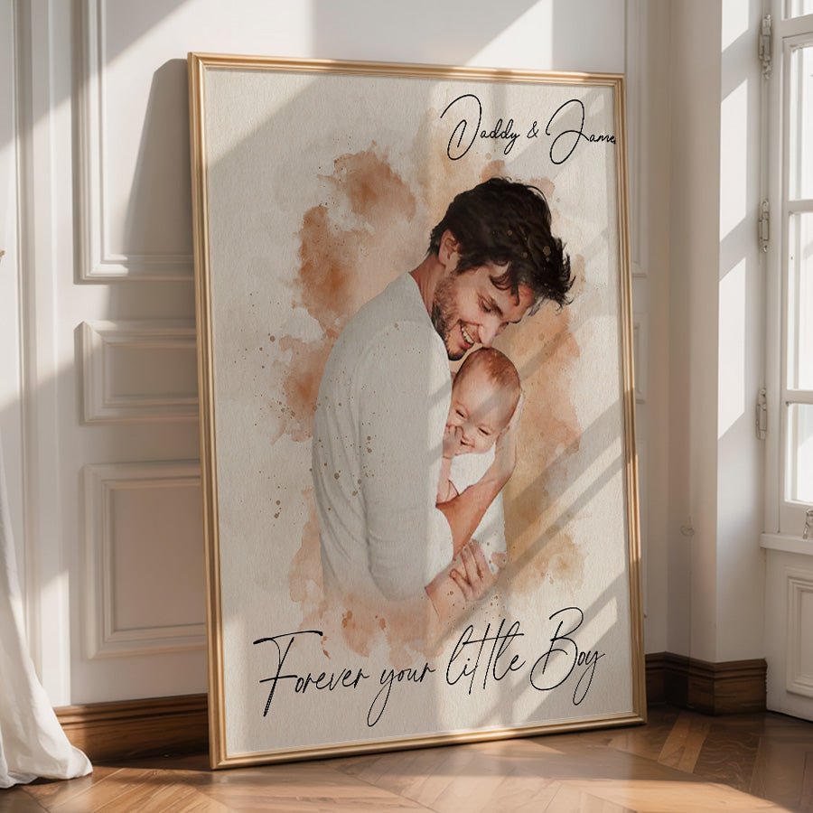 Personalized Father's Day Watercolor Portrait Canvas