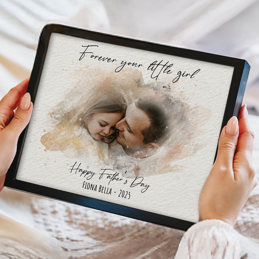 Watercolor Portrait Wall Art for Dad