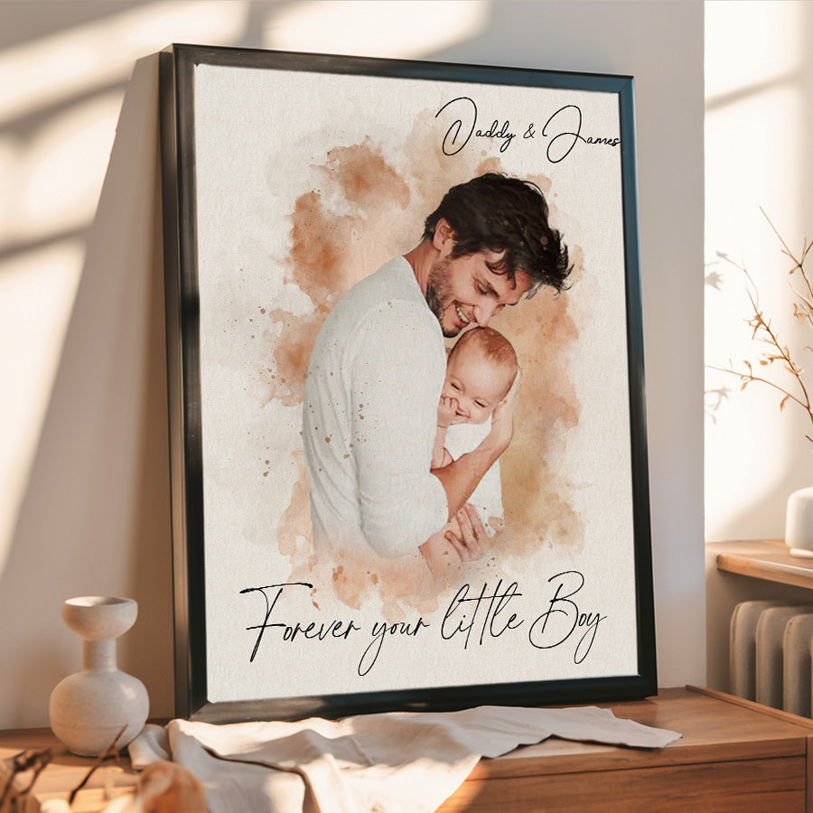 Personalized Father's Day Watercolor Portrait Canvas