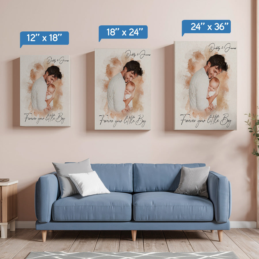 Personalized Father's Day Watercolor Portrait Canvas