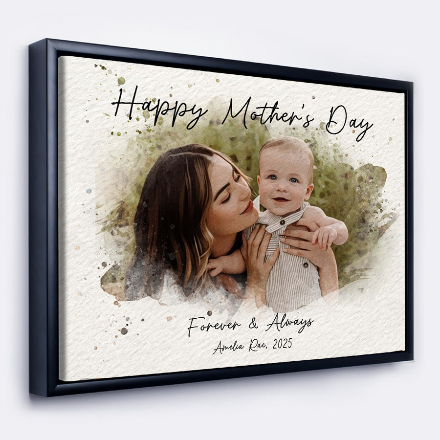 Personalized Watercolor Portrait Gift For New Mom