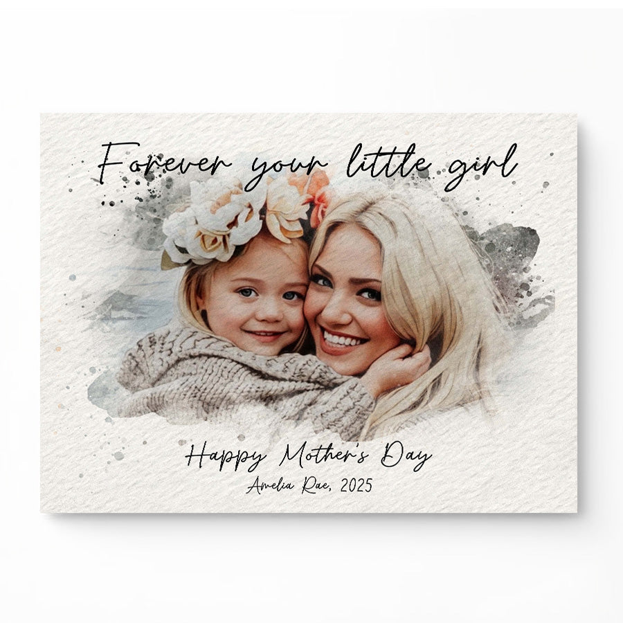 First Time Mothers Day Gift | Wall Art Canvas Ready To Hang | Personalized Watercolor Portrait Gift For New Mom
