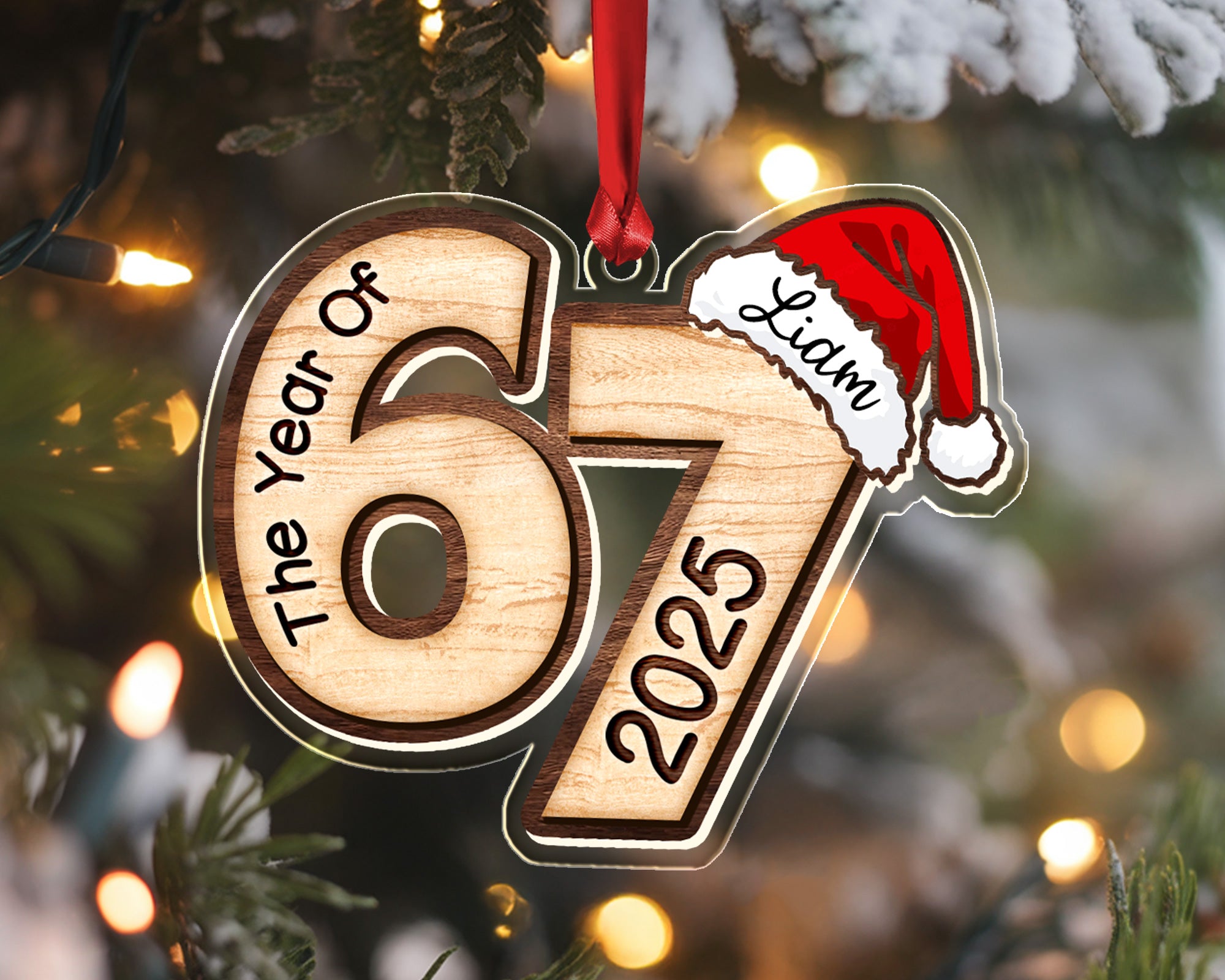 Custom Name Six Seven Christmas Ornament 2025 