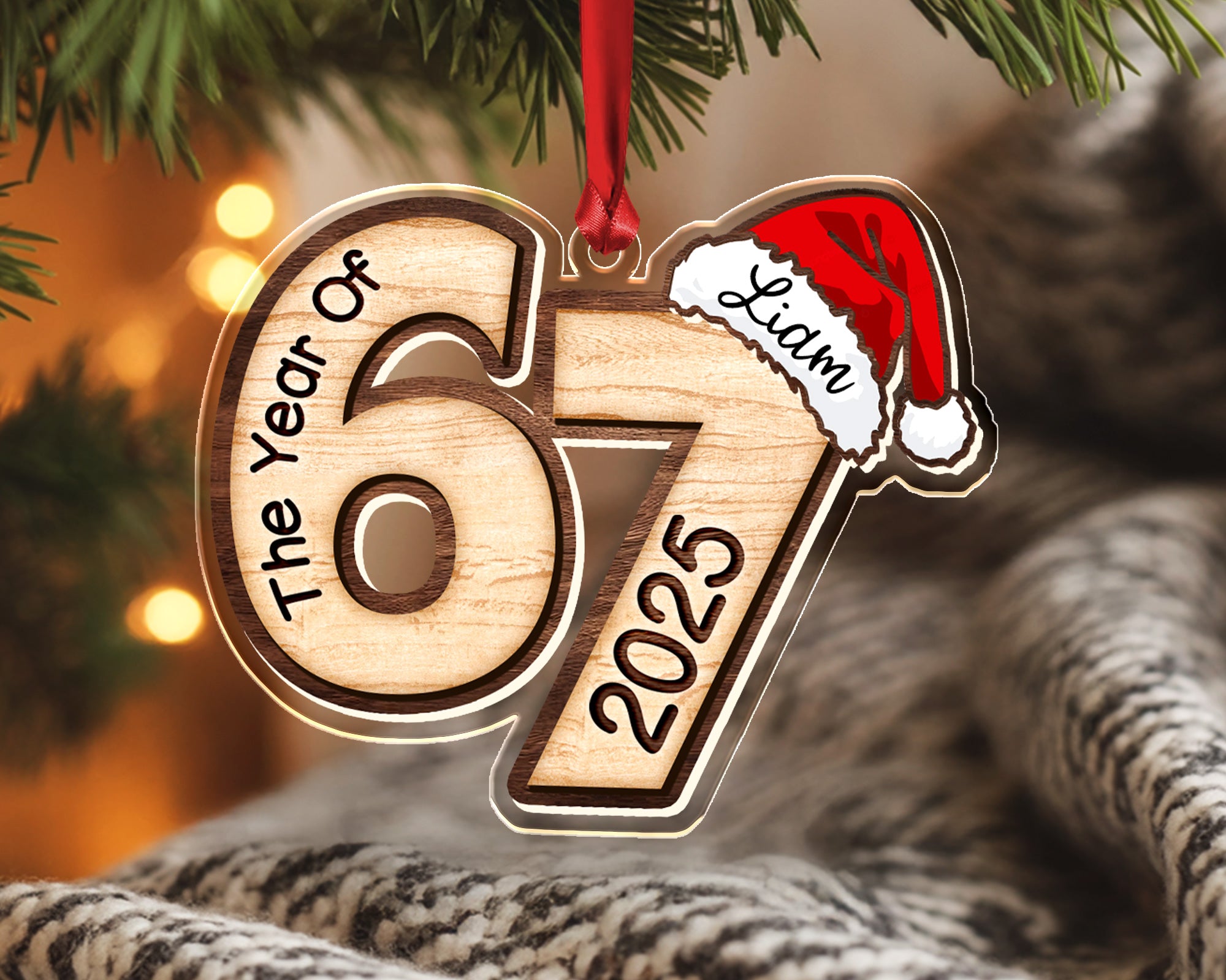 Custom Name Six Seven Christmas Ornament 2025 