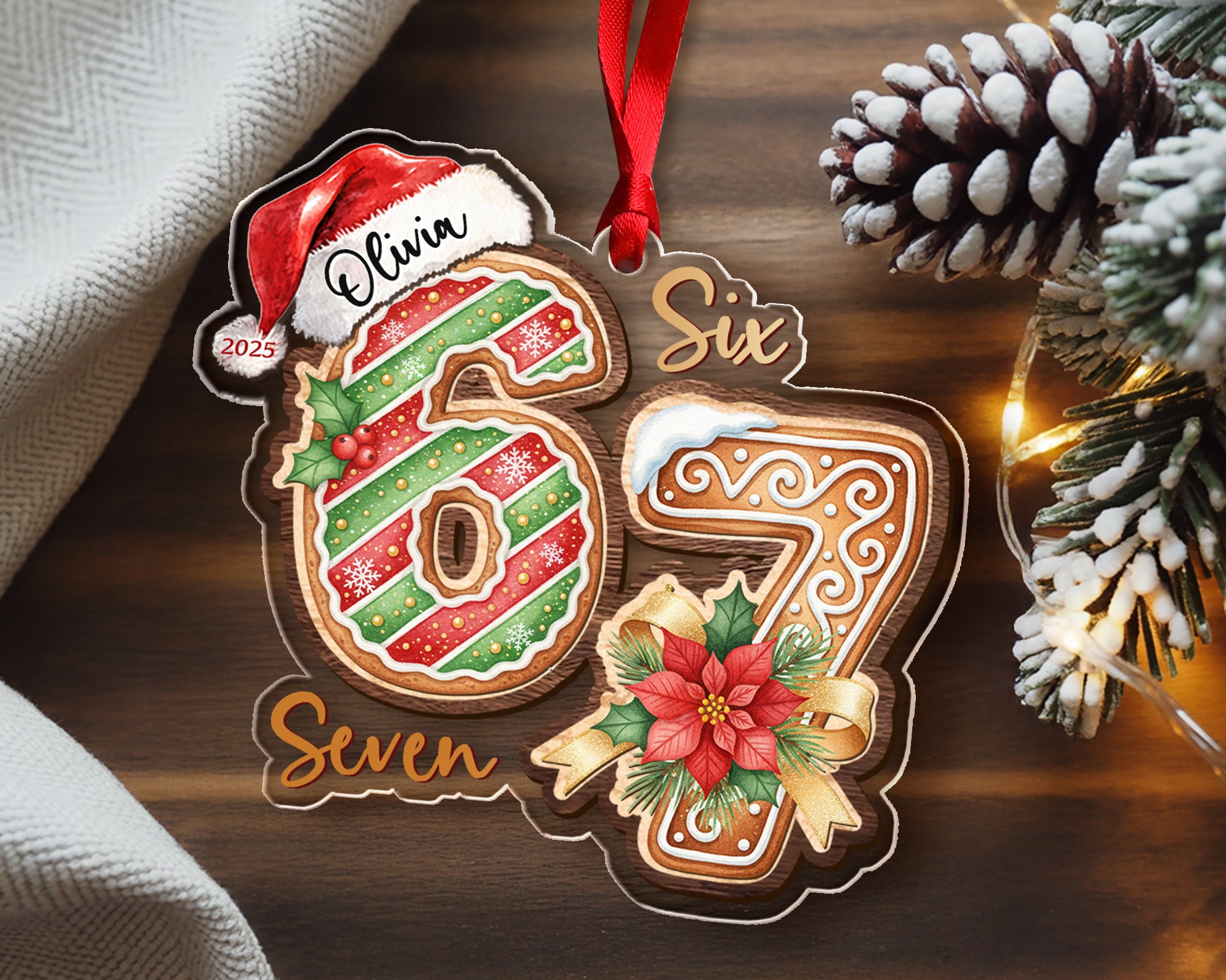 Custom Six Seven 67 Christmas Ornament 2025