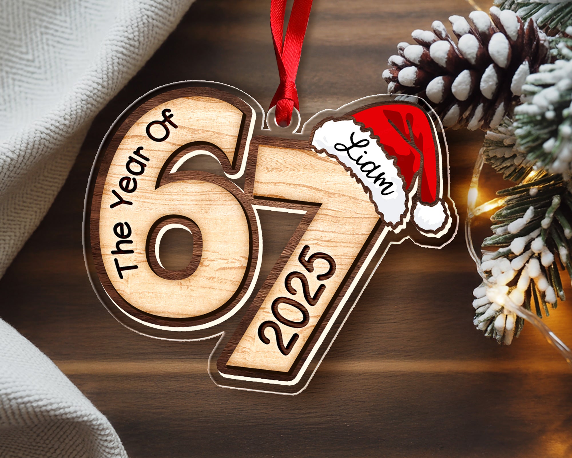 Custom Name Six Seven Christmas Ornament 2025 