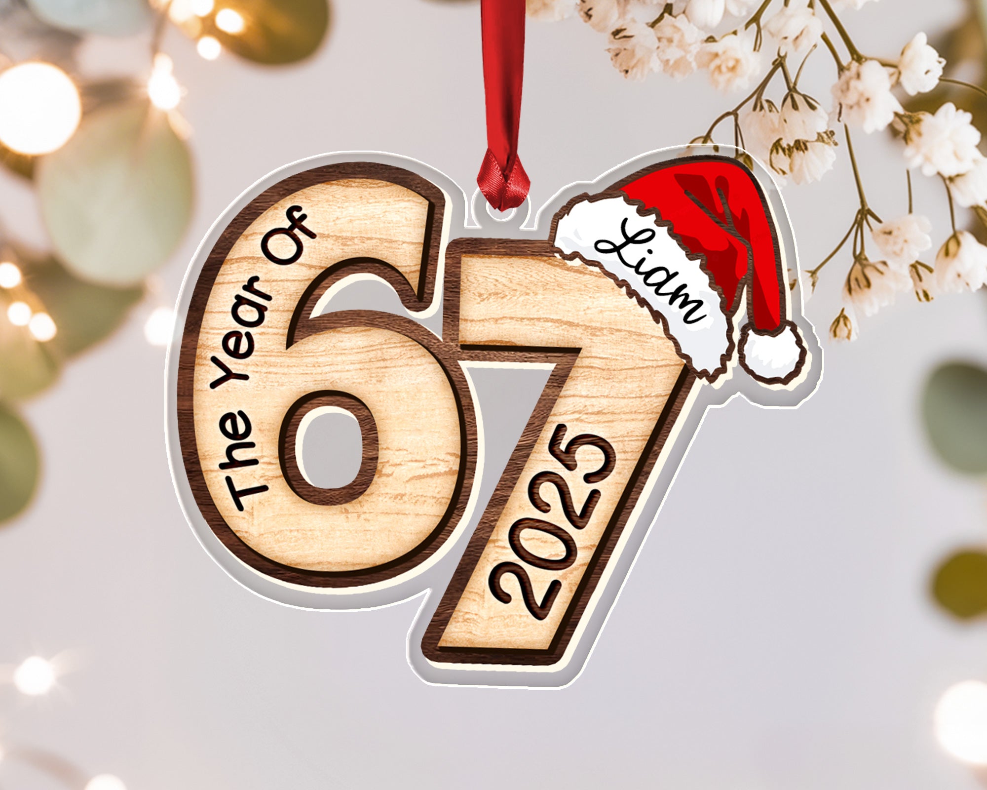 Custom Name Six Seven Christmas Ornament 2025 