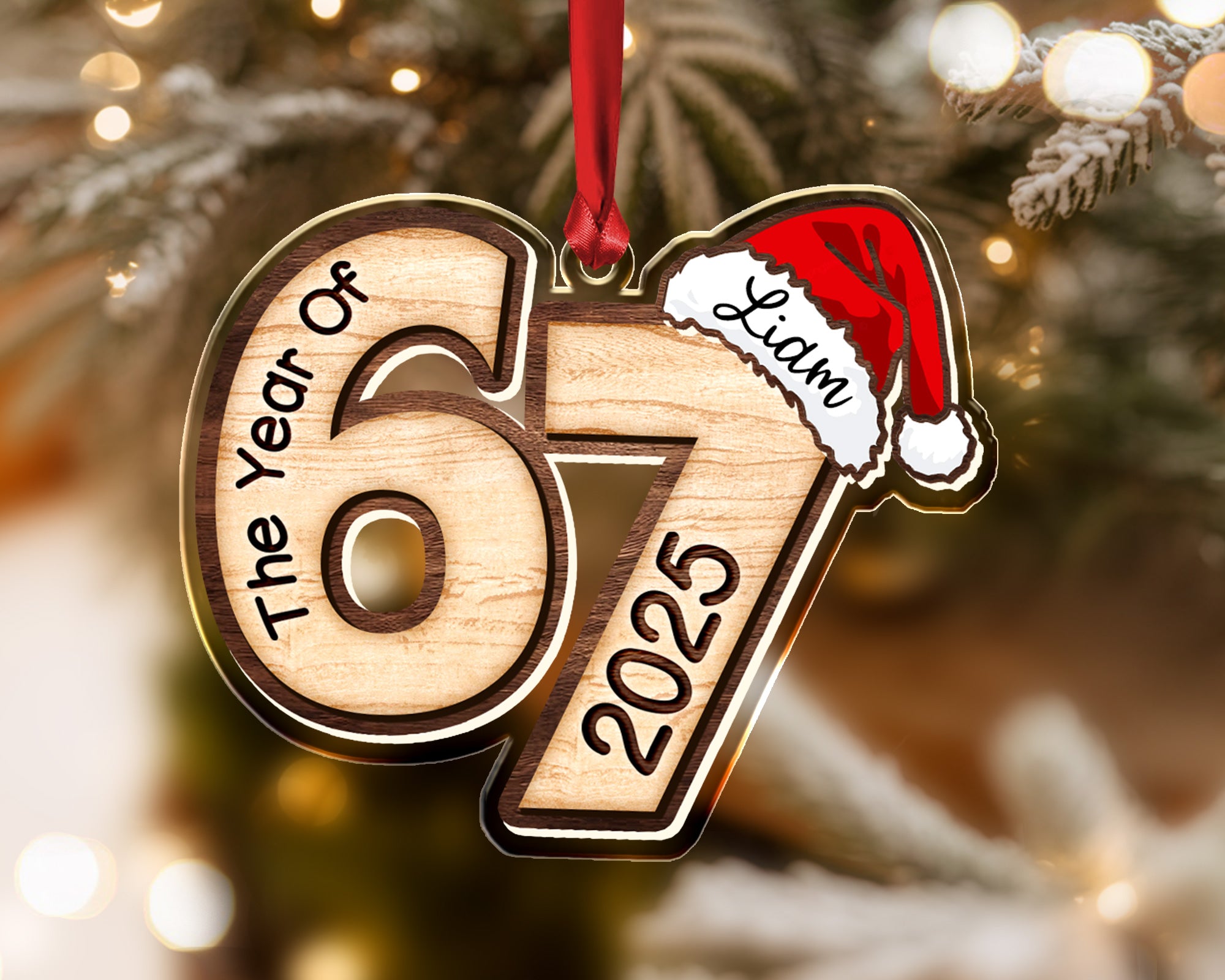 Custom Name Six Seven Christmas Ornament 2025 