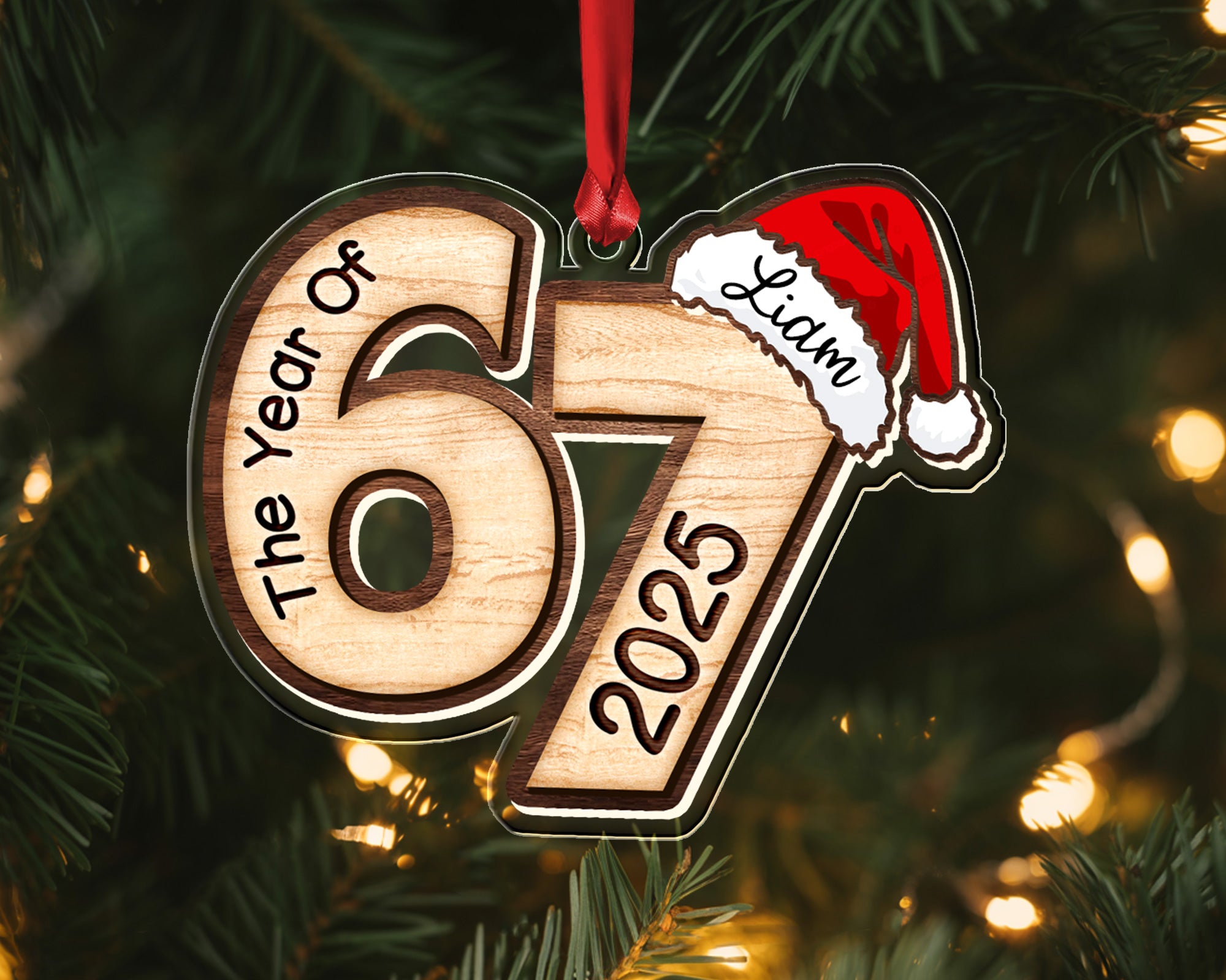 Custom Name Six Seven Christmas Ornament 2025 