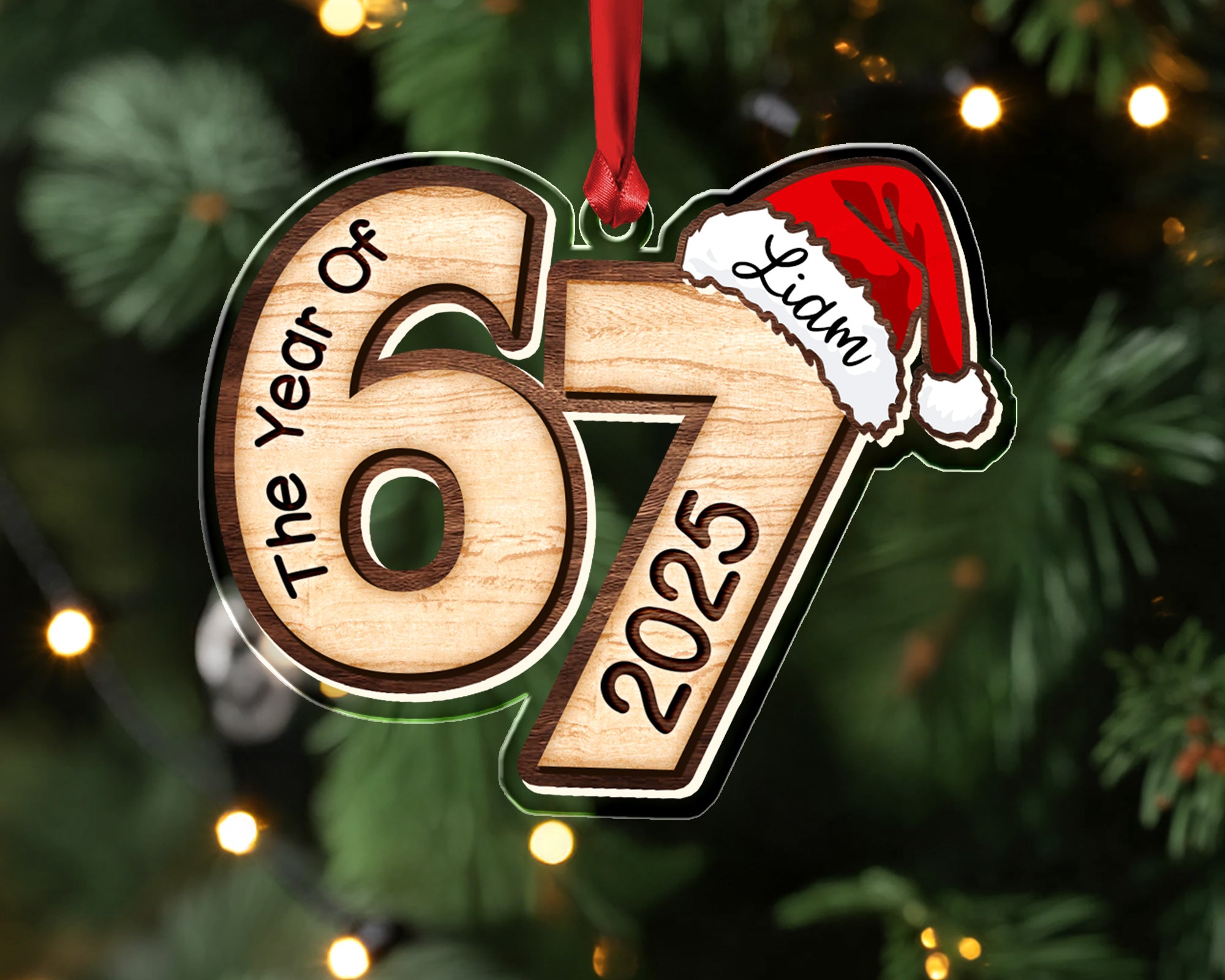 Custom Name Six Seven Christmas Ornament 2025 
