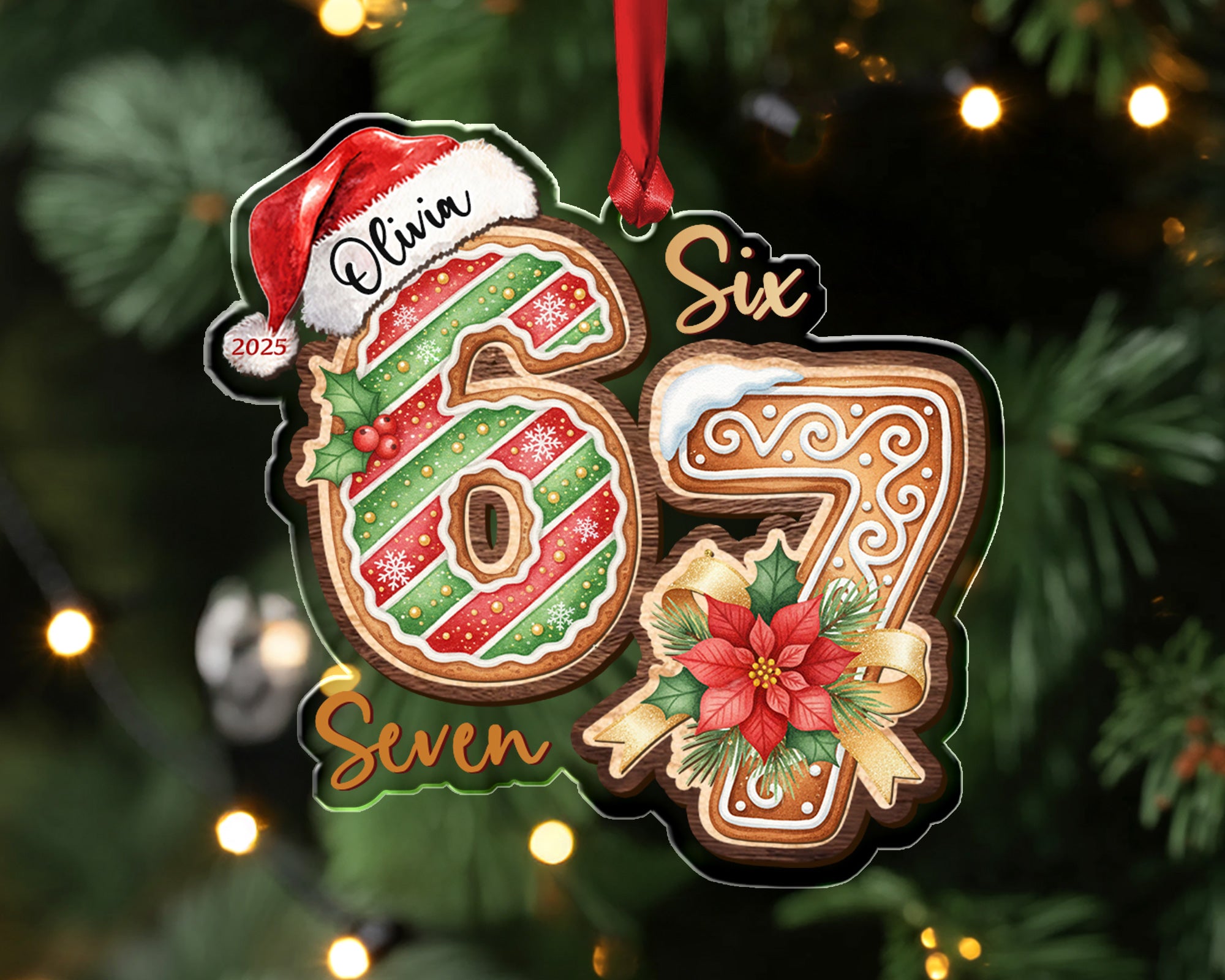 Custom Six Seven 67 Christmas Ornament 2025