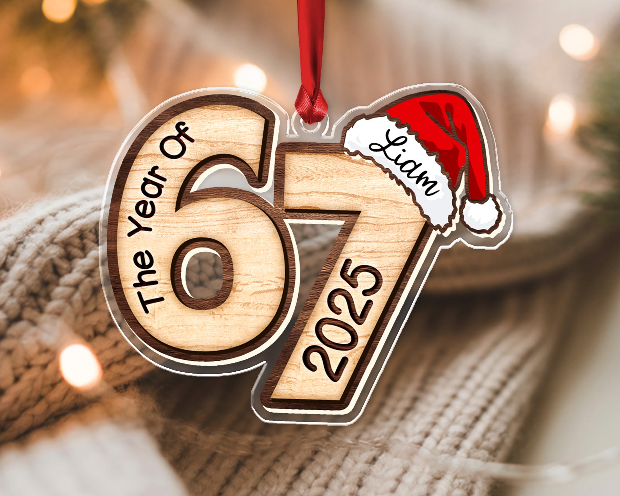Custom Name Six Seven Christmas Ornament 2025 