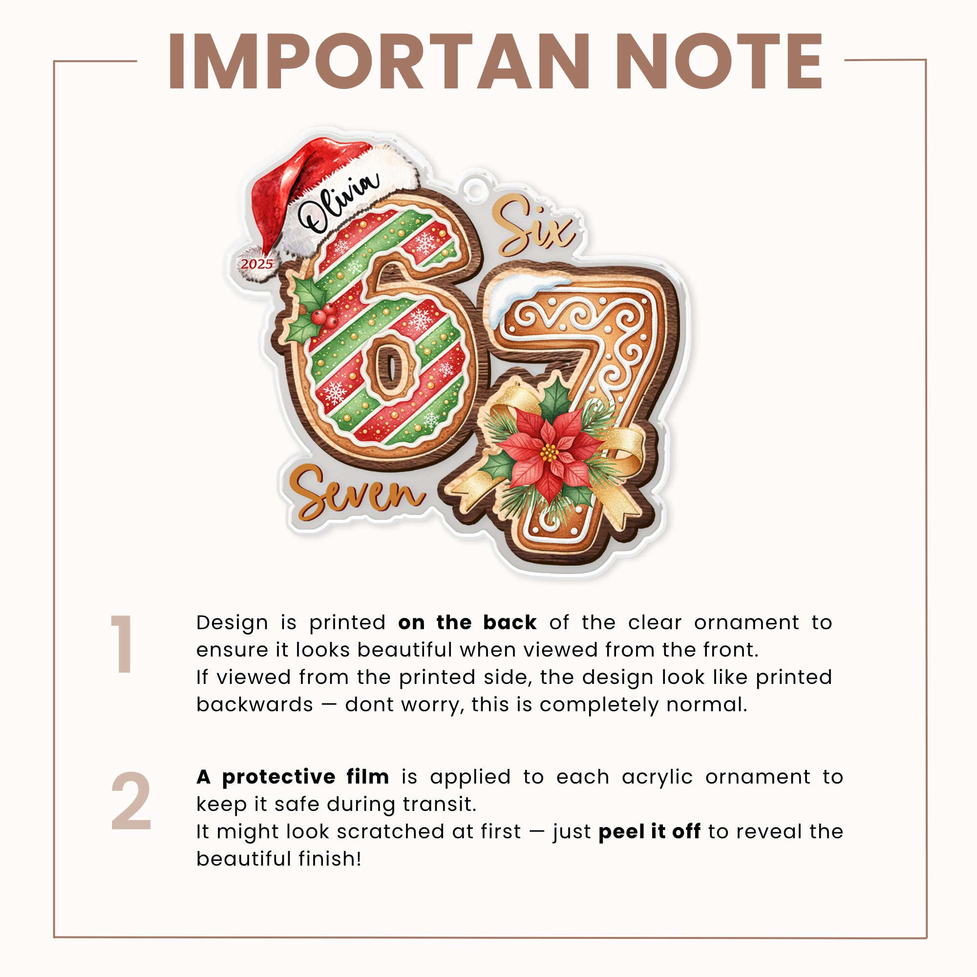 Custom Six Seven 67 Christmas Ornament 2025