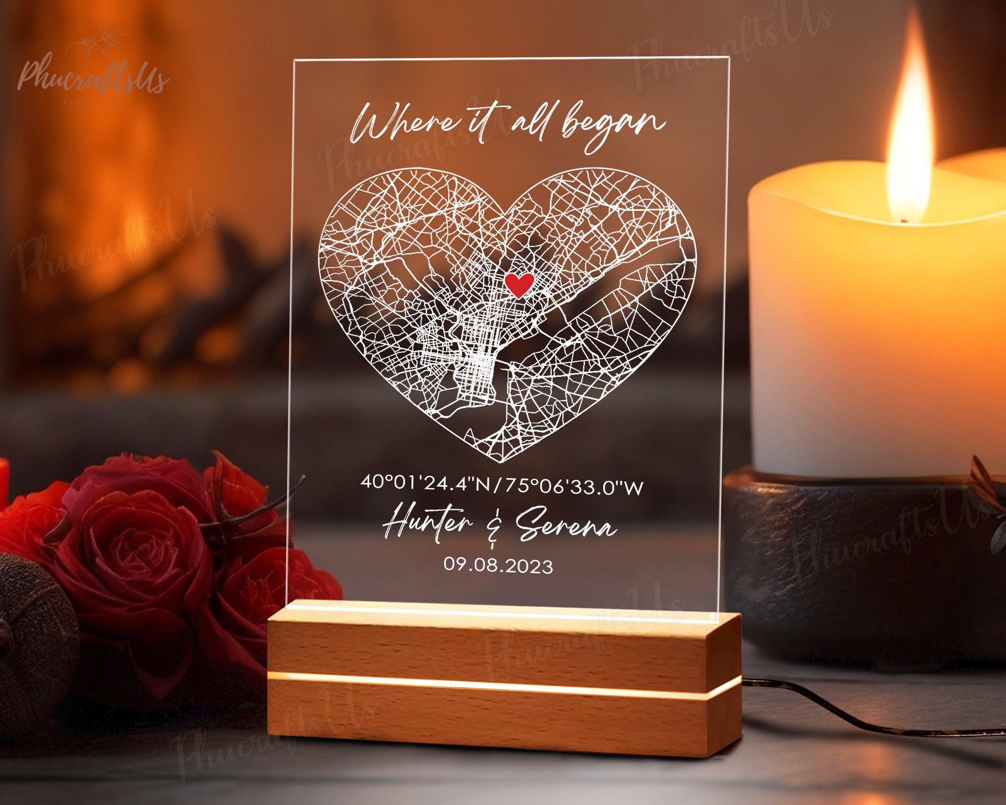 Where It All Began Map Led Night Light