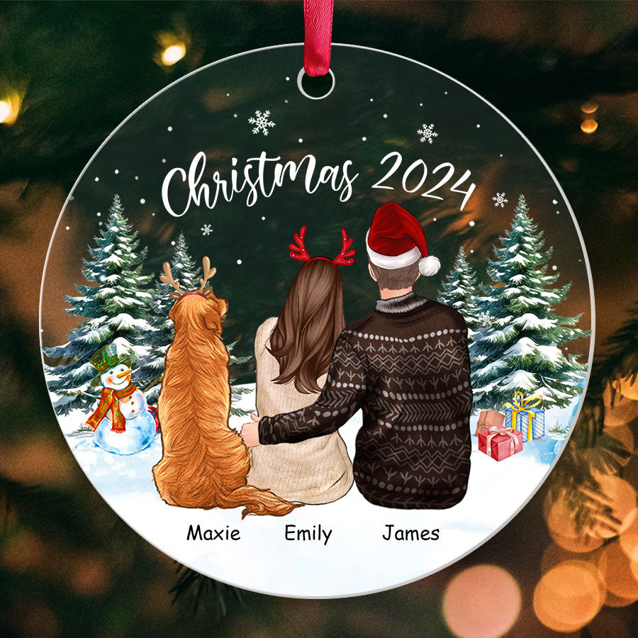 Couple Ornament With Dog 2025 – Custom Acrylic Christmas Ornament