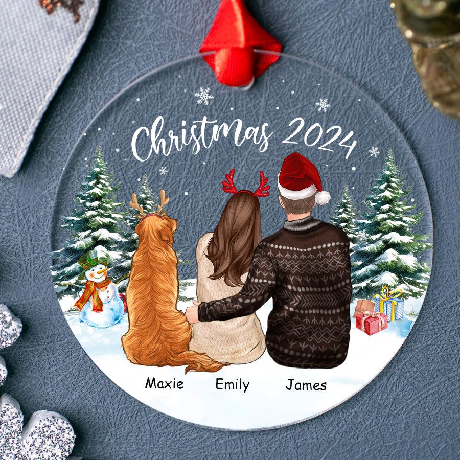 Couple Ornament With Dog 2025 – Custom Acrylic Christmas Ornament