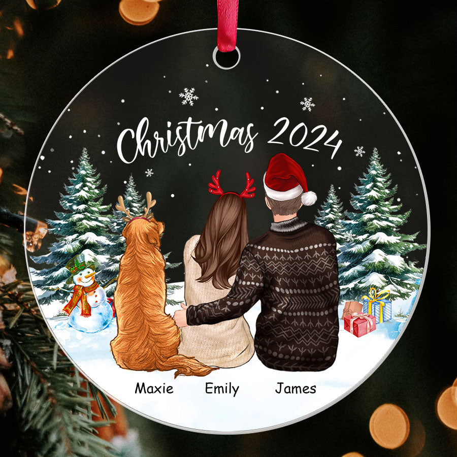 Couple Ornament With Dog 2025 – Custom Acrylic Christmas Ornament