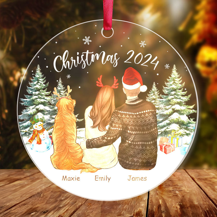 Couple Ornament With Dog 2025 – Custom Acrylic Christmas Ornament