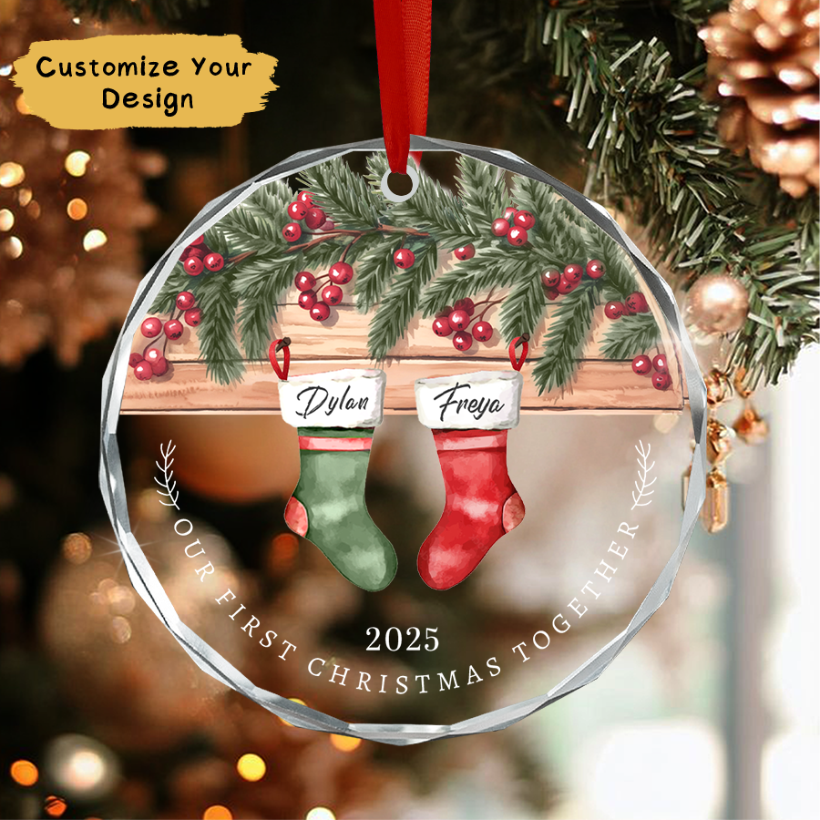 Personalized Couple Christmas Ornament, Newlywed Gift Ornament