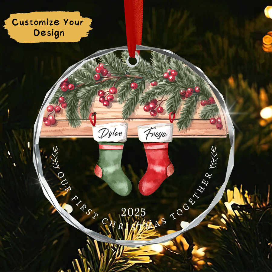 Personalized Couple Christmas Ornament, Newlywed Gift Ornament