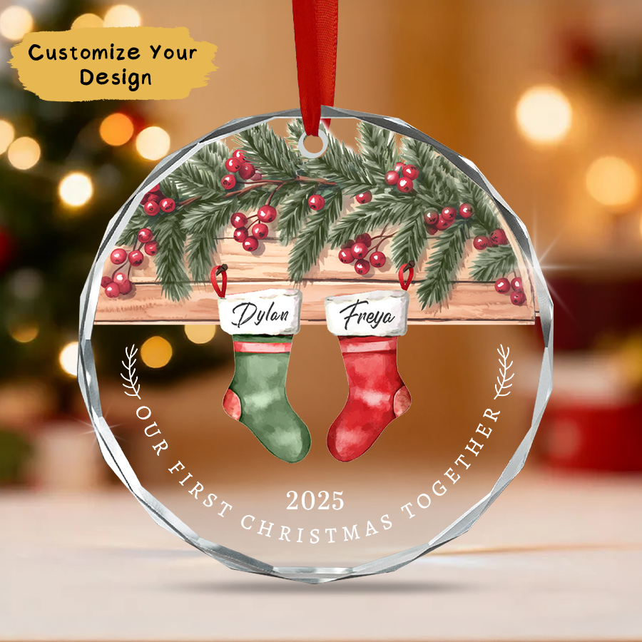 Personalized Couple Christmas Ornament, Newlywed Gift Ornament