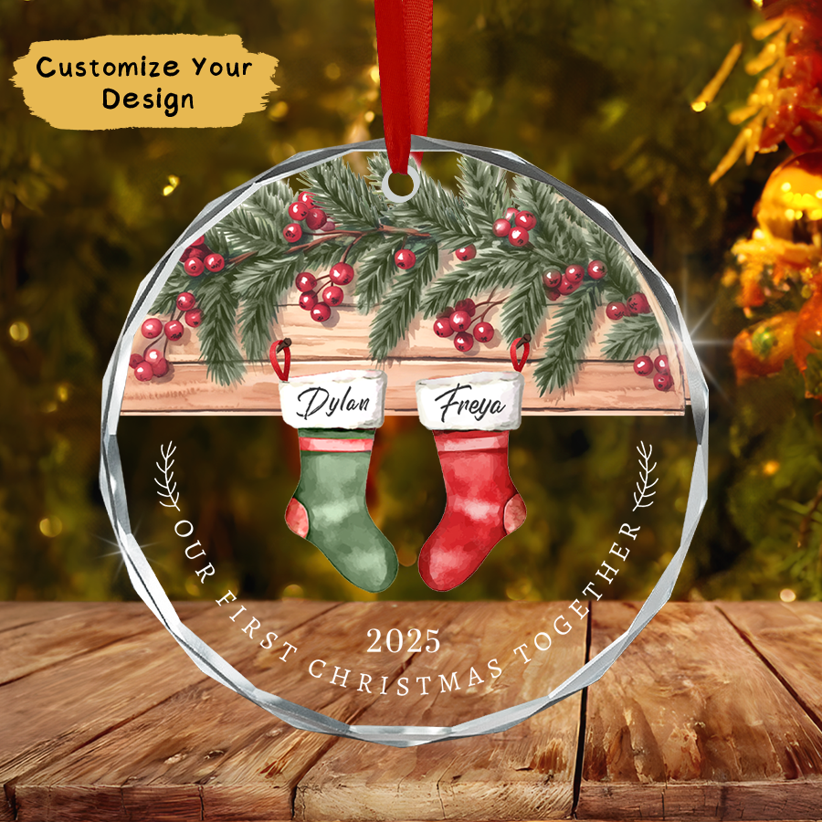Personalized Couple Christmas Ornament, Newlywed Gift Ornament