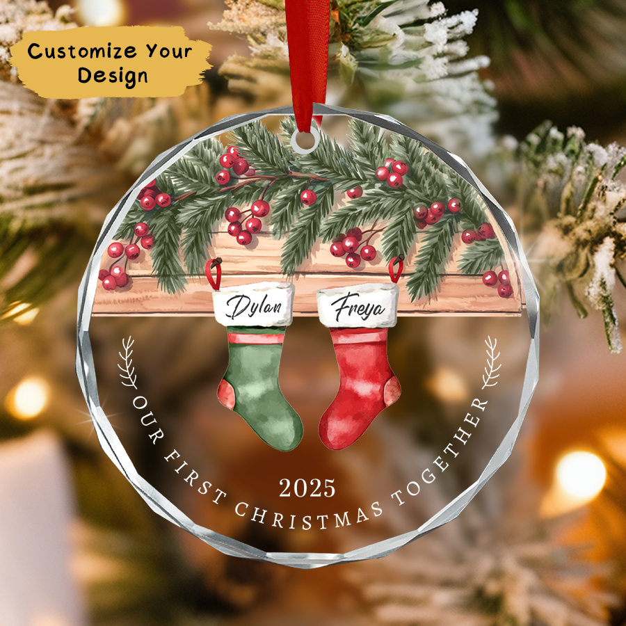Personalized Couple Christmas Ornament, Newlywed Gift Ornament