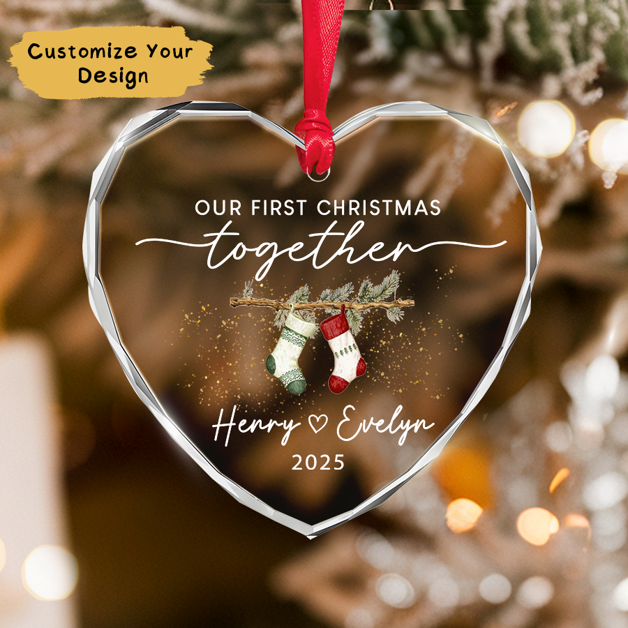 Personalized Couple Christmas Ornament, Christmas Couple Ornament